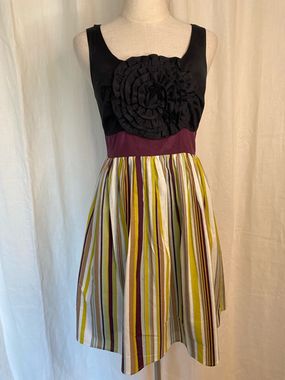 Anthropologie Burlapp Rosette Striped Dress